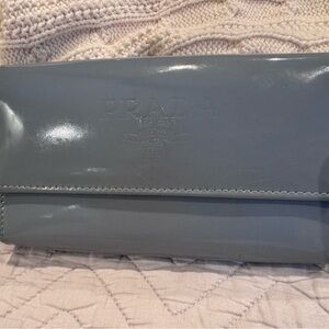 Prada Gray Leather Clutch